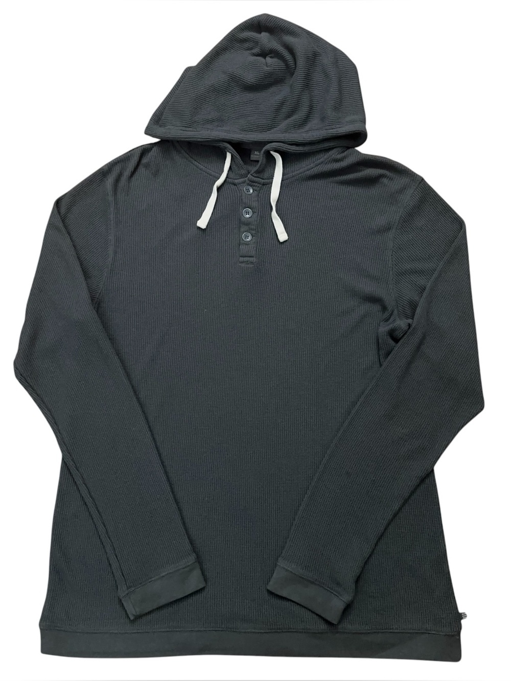 Free Fly Thermal Henley Hoodie Mens XL Pullover Drawstring Bamboo Stretch Green